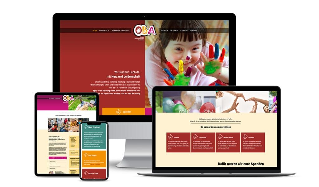 Ansicht der Oba Webseite, die von designenergie erstellt wurde