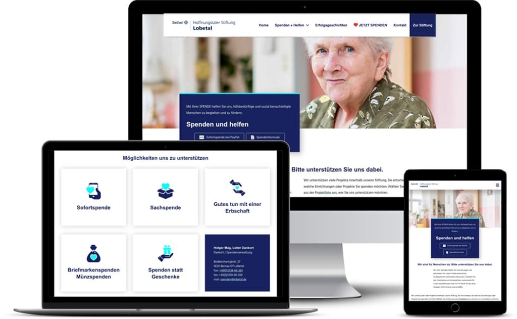Spenden-Webseite Ansicht